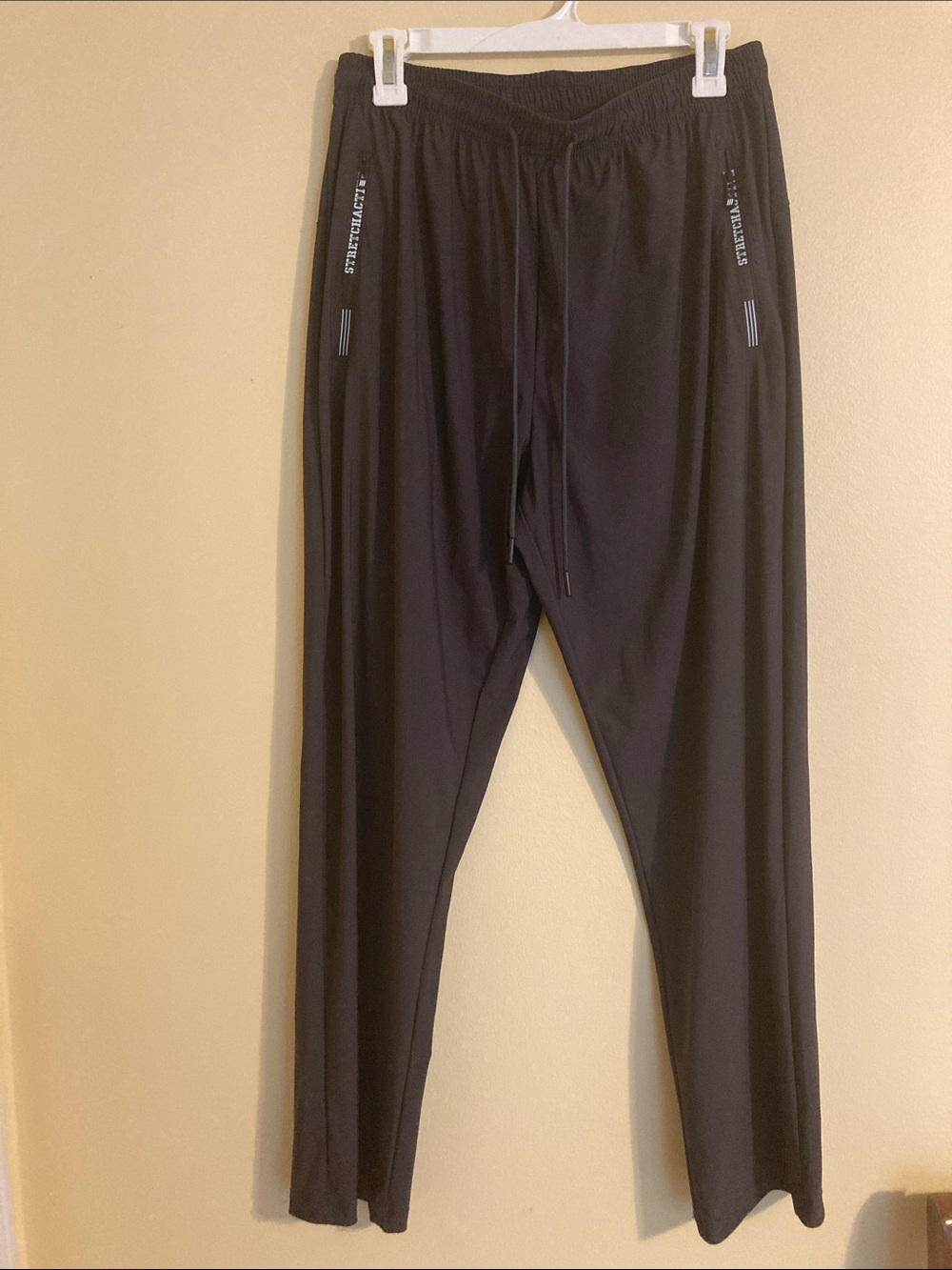 Women's Black Track Pants with Drawstring Waist and Side Pockets